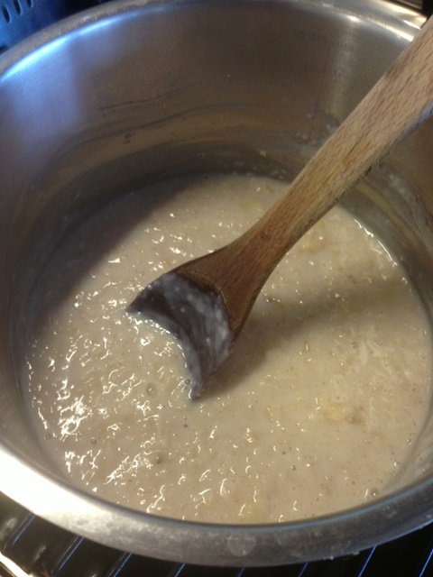 Porridge cooking in pot