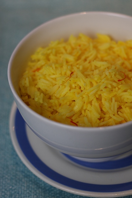 Saffron rice in bowl