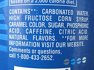 HFCS Label Pepsi