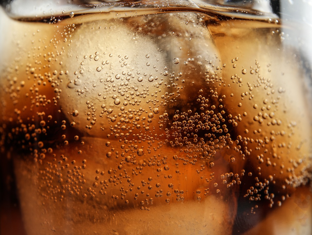 Bubbles on a glass of sugarfree cola