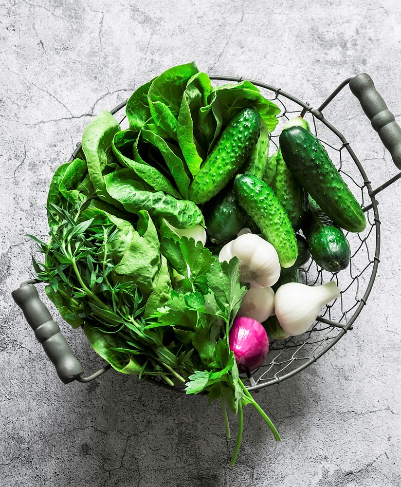 Fresh Vegetables Wicker Basket
