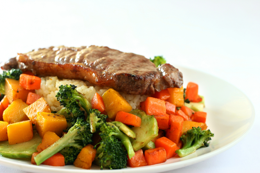 Steak on veges