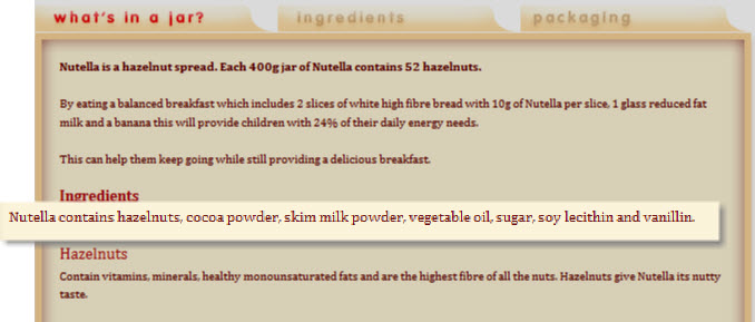 Nutella The Full Correct List Of Ingredients Catherine Saxelby S Foodwatch