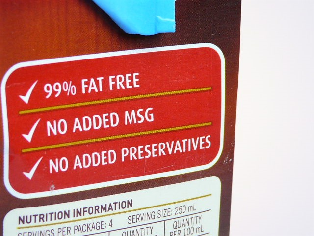 Label 99fat free No MSG