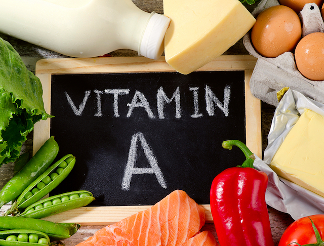 Products rich in vitamin A. View from above